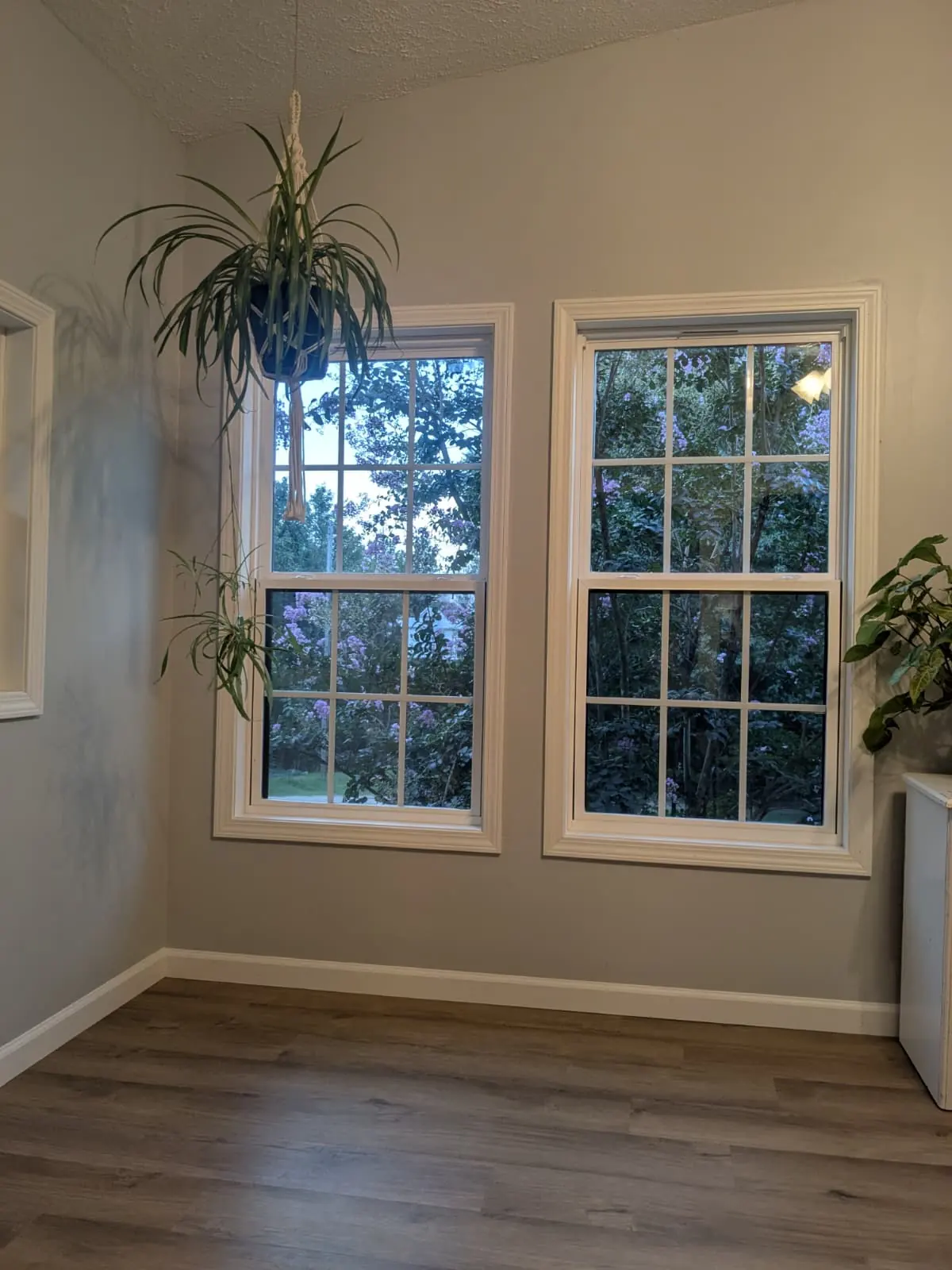 Window replacement with new double-hung windows installed in a home